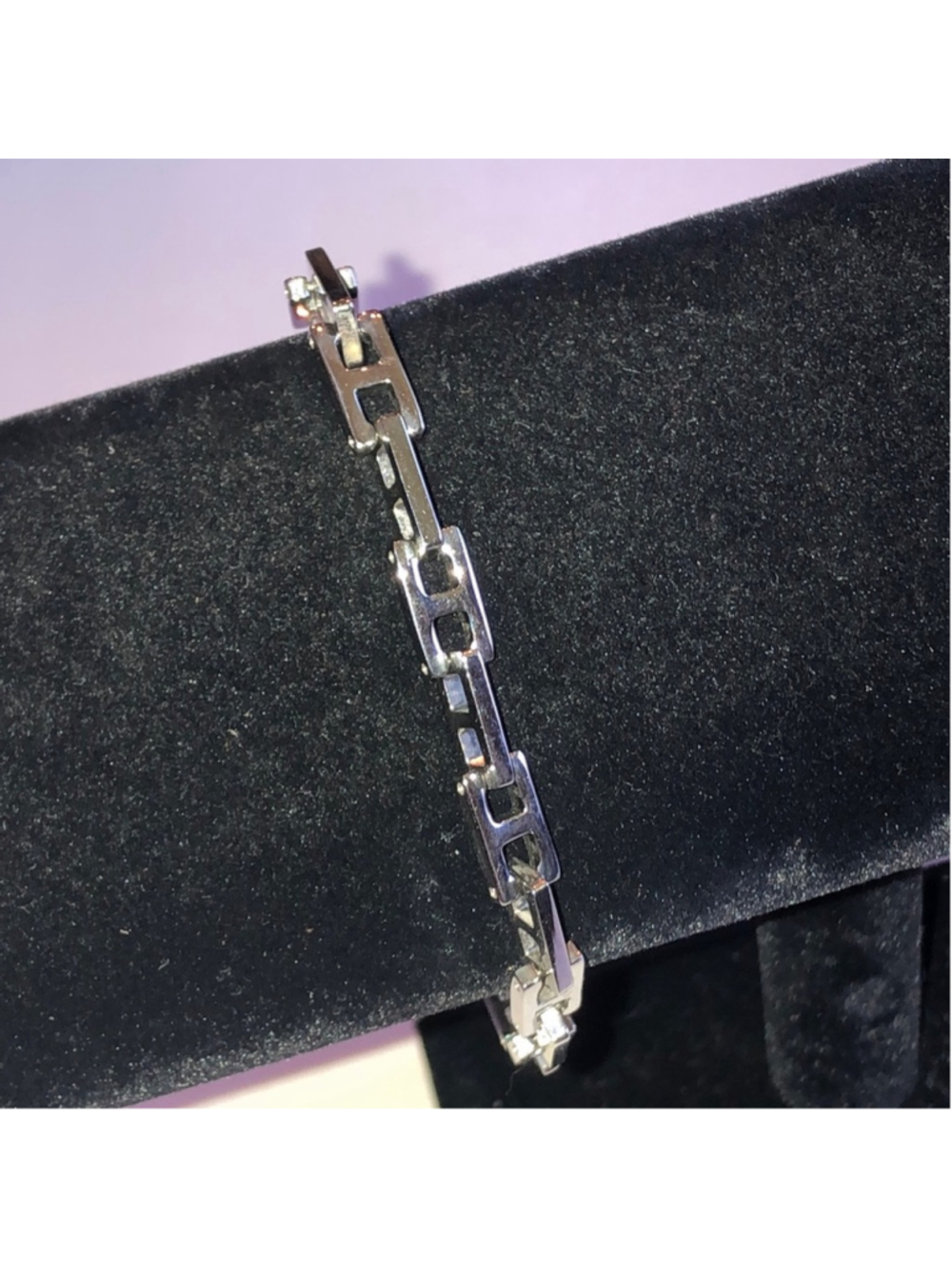 Stainless Steel Silver Tone Link Bracelet - Geometric Chain